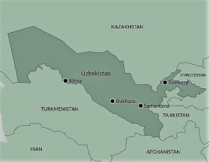 Map of Samarkand and Silk Road Cities
