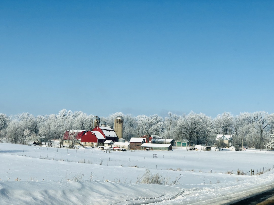 Farm in snow